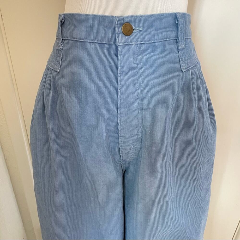 River Trader Y2K High Rise Pleated Tapered Corduroy Pants Blue Slouchy Normcore - Picture 4 of 16